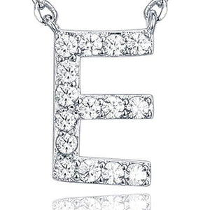 14K White Gold Plated Cubic Zirconia Initial Necklace | Letter Necklaces for Women - Lasercutwraps Shop