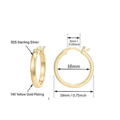 14K Yellow Gold Plated 925 Sterling Silver Post Lightweight Hoops | 20/30mm | Yellow Gold Hoop Earrings for Women - Lasercutwraps Shop