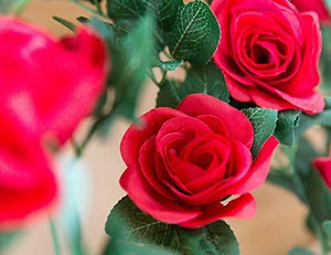 2 Pack (16FT) Artificial Rose Vine Flowers Plants Fake Flower Vine for Wedding Home Party Garden Craft Art Decor Red - Lasercutwraps Shop