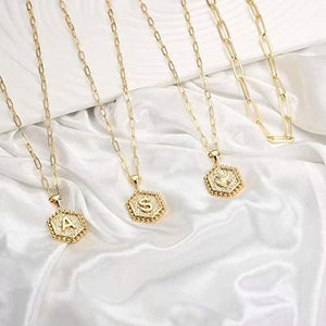 Dainty Layering Initial Necklaces for Women, 14K Gold Plated Paperclip Chain Necklace - Lasercutwraps Shop