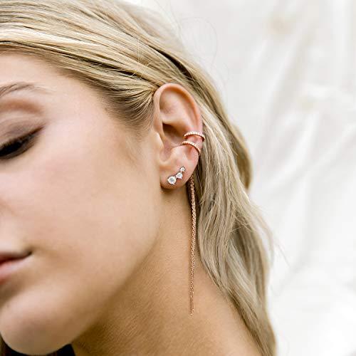 14K Gold Plated Sterling Silver Post Mini Constellation White Gold Cubic Zirconia Ear Crawler Earrings - Lasercutwraps Shop