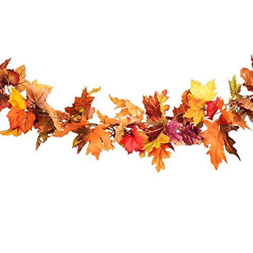 2 Pack Fall Garland Maple Leaf, 5.9Ft/Piece Hanging Vine Garland Artificial Autumn Foliage Garland Thanksgiving Decor for Home Wedding Fireplace Party Christmas - Lasercutwraps Shop