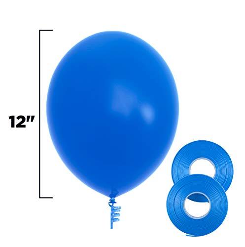75 Blue Party Balloons 12 Inch Blue Balloons with Matching Color Ribbon for Weddings, Baby Shower, Birthday Parties - Lasercutwraps Shop