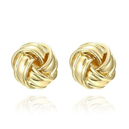 14K Yellow Gold Plated Sterling Silver Post Love Knot Stud Earrings | Gold Earrings for Women - Lasercutwraps Shop