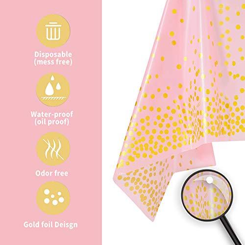 4Pcs Pink and Gold Disposable Party Tablecloth for Girl Birthday and Baby Shower - Lasercutwraps Shop