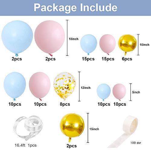 90pcs Blue and Pink Macaron Balloons, Gold Confetti & Gold Metallic Foil Balloons Garland Kit Macaron Latex Balloon for Birthday Baby Shower Gender Reveal Party Decorations - Lasercutwraps Shop