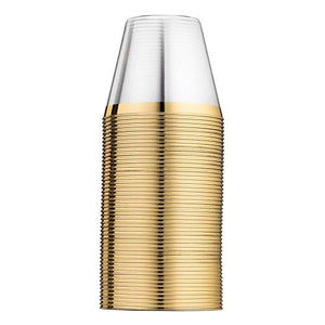 100 Gold Plastic Cups 9 Oz Clear Plastic Cups for Wedding and Birthday Decorations - Lasercutwraps Shop