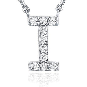 14K White Gold Plated Cubic Zirconia Initial Necklace | Letter Necklaces for Women - Lasercutwraps Shop