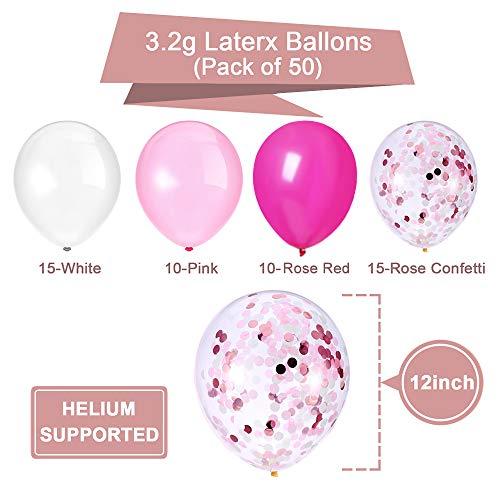 Pink Confetti White Balloons, 50pcs 12 inch Latex Balloons for Birthday Party Decorations - Lasercutwraps Shop