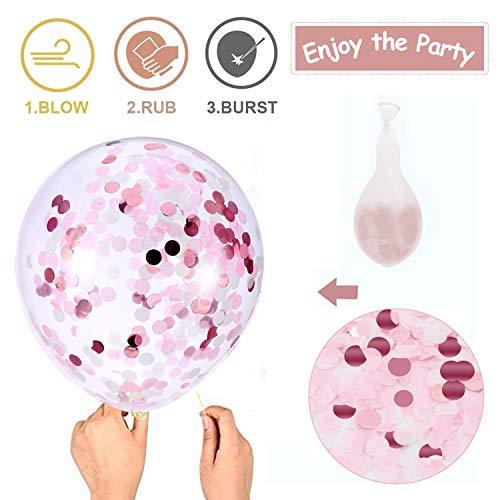 Pink Confetti White Balloons, 50pcs 12 inch Latex Balloons for Birthday Party Decorations - Lasercutwraps Shop