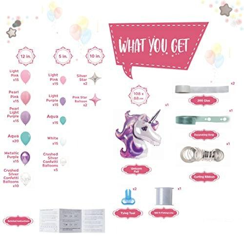 165pcs Shimmer and Confetti Silver Purple Unicorn Balloon Garland Kit for Birthday Decorations - Lasercutwraps Shop