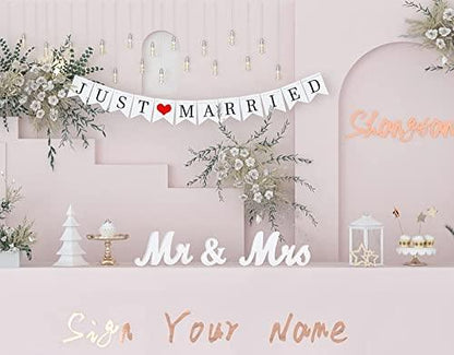 Wedding Decorations Set,Large Mr and Mrs Sign & Just Married Banner - Lasercutwraps Shop