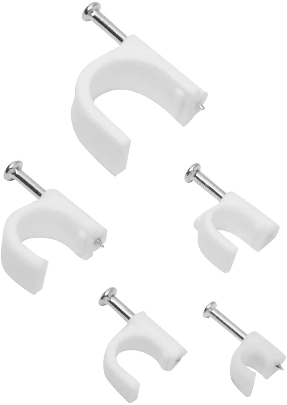 500 Pack Round Cable Wire Clips for Wall Mounted Cord Management in 5 Sizes, White (4mm, 6mm, 8mm, 10mm, 14mm) - Lasercutwraps Shop