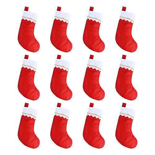 12pcs Red Felt Christmas Stockings 15" Party Favors Stockings for Xmas Decoration - Lasercutwraps Shop