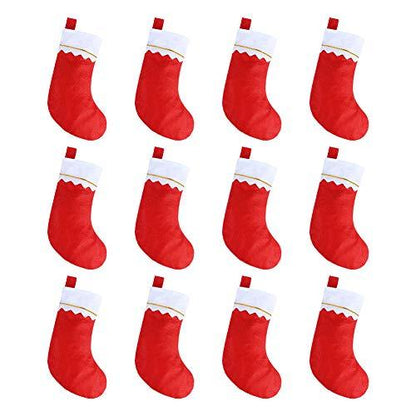 12pcs Red Felt Christmas Stockings 15" Party Favors Stockings for Xmas Decoration - Lasercutwraps Shop