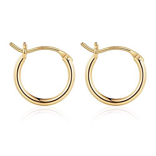 Small Gold Hoop Earrings for Women, 14K Gold Plated 925 Sterling Silver Post Hypoallergenic Chunky Mini Hoops Earrings - Lasercutwraps Shop