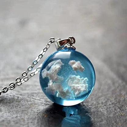 Blue Sky White Cloud Necklace - Lasercutwraps Shop