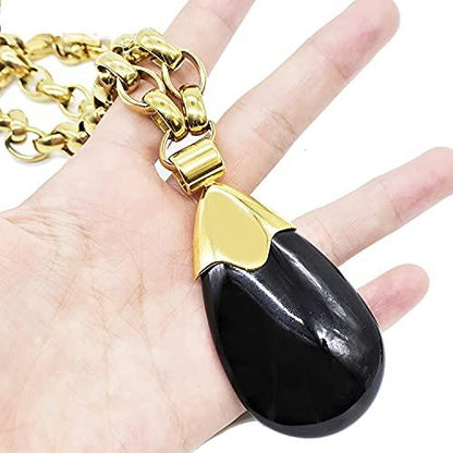 Gold Necklaces For Women Bracelet Earrings Chain Jewellery Sets Water Drop Resin Stone Fashion Pendants - Lasercutwraps Shop