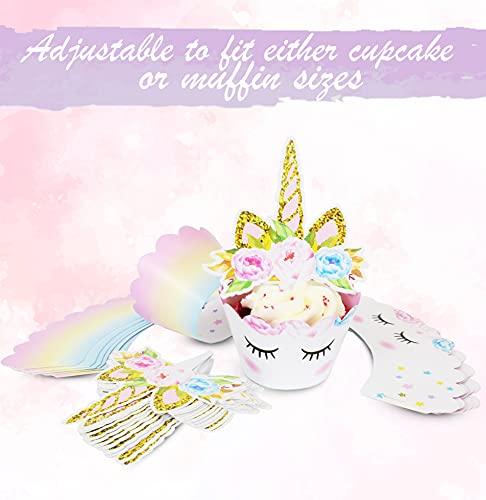 Unicorn Cupcake Toppers and Wrappers Decorations (36 of Each) for Girl's Birthday Party - Lasercutwraps Shop