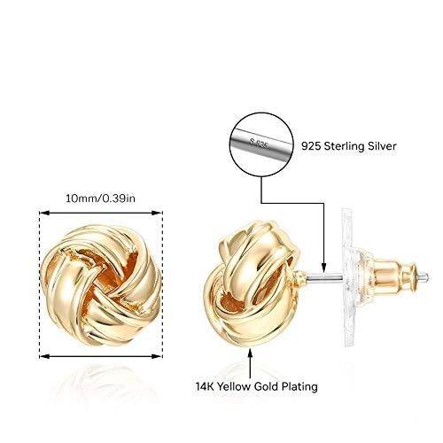 14K Yellow Gold Plated Sterling Silver Post Love Knot Stud Earrings | Gold Earrings for Women - Lasercutwraps Shop