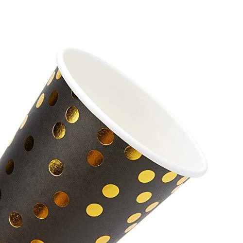 Black and Gold Party Supplies Golden Dot Disposable Tableware Serves 20 Guests - Lasercutwraps Shop