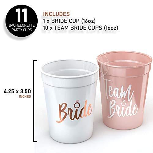 11 Pack Bride & Team Bride Bachelorette Party Cups Bridal Shower Decorations & Party Supplies for The Bride - Lasercutwraps Shop