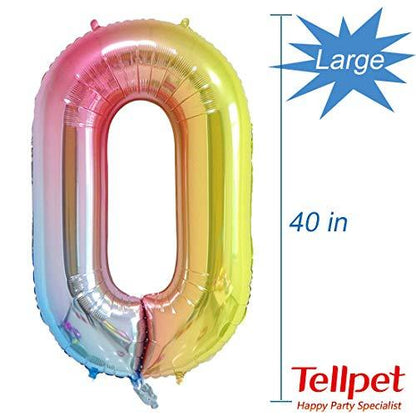 Number 10 Balloons, Rainbow, 40 Inch - Lasercutwraps Shop