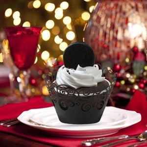 100 Pack Cupcake Wraps Filigree Artistic Bake Cake Paper Cup Little Vine Laser Cut Liner Baking Cups - Lasercutwraps Shop