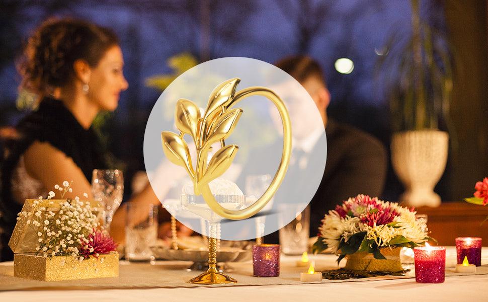 Set of 20 Leaf Napkin Rings Metal Gold Napkin Holder Table Napkin Rings for Dinning Table Parties Everyday - Lasercutwraps Shop