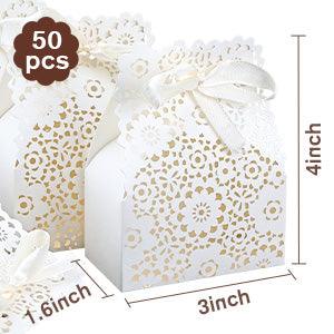 50PCS Mini Lvory White Paper Laser Cut Gift Candy Box Wedding European Hollow Small Gift Boxes for Wedding Bridal Shower Baby Birthday Party Anniverary - Lasercutwraps Shop