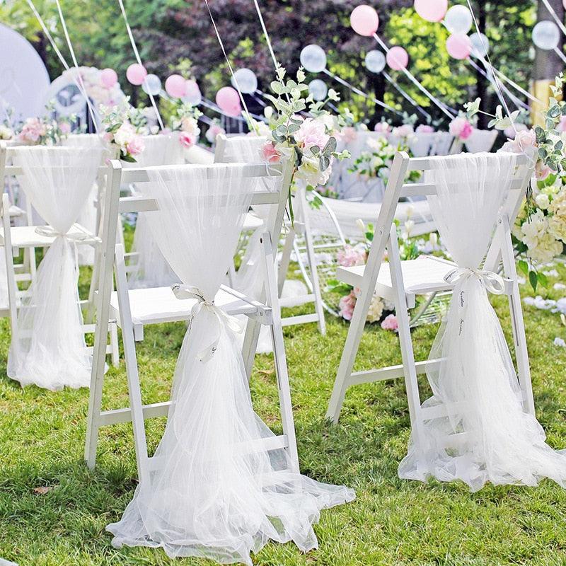 5/10m Wedding Decoration Tulle Roll Crystal Organza Sheer Fabric For Birthday Party Backdrop Wedding Chair Sashes Decor Yarn - Lasercutwraps Shop