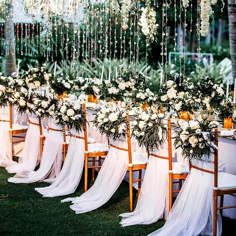 5/10m Wedding Decoration Tulle Roll Crystal Organza Sheer Fabric For Birthday Party Backdrop Wedding Chair Sashes Decor Yarn - Lasercutwraps Shop