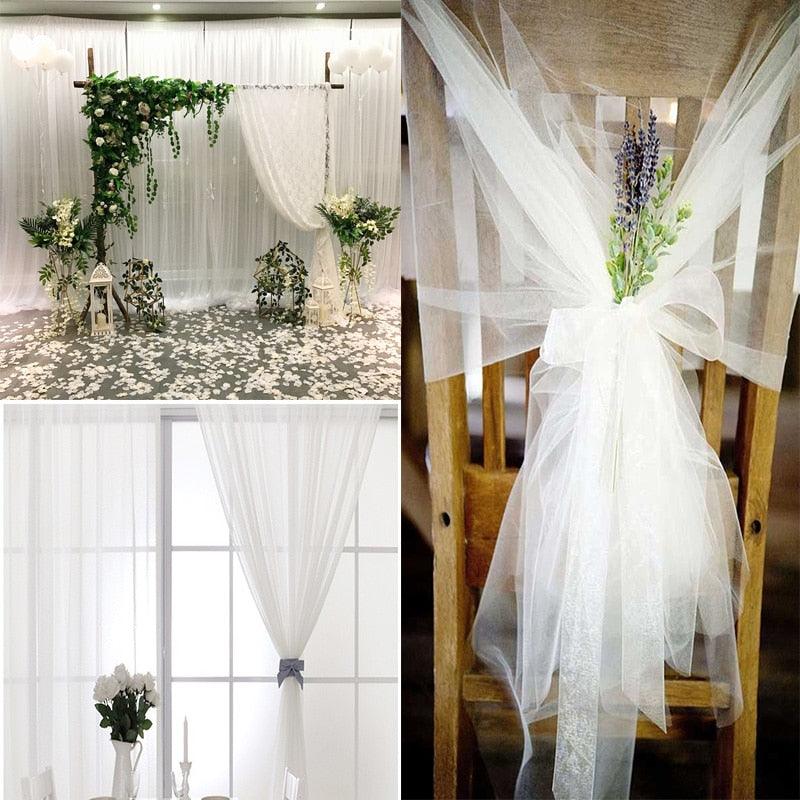 5/10m Wedding Decoration Tulle Roll Crystal Organza Sheer Fabric For Birthday Party Backdrop Wedding Chair Sashes Decor Yarn - Lasercutwraps Shop
