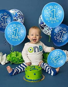 1st Boy Happy Birthday Confetti Balloons,First Birthday Decorations 12 Inch Large Navy Blue Latex Helium Balloons Perfect for Baby one birthday Party Supplies(Pack of 15) - Lasercutwraps Shop