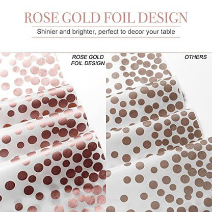 6Pcs Disposable Plastic Tablecloths with Rose Gold Dots for Wedding and Bridal Shower - Lasercutwraps Shop