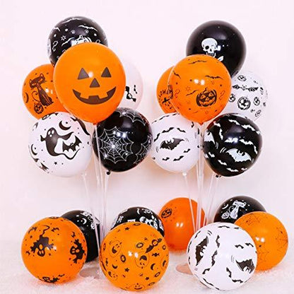 50 Pieces Halloween Latex Balloons, 12 Inch Pumpkin Bat Ghost Skull Specter Spider Web Balloons for Halloween Party Decorations - Lasercutwraps Shop