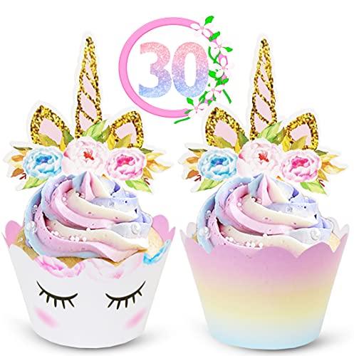 Unicorn Cupcake Toppers and Wrappers Decorations (36 of Each) for Girl's Birthday Party - Lasercutwraps Shop