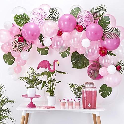 65pcs Hot Pink Balloons Arch Garland 14pcs Artificial Leaves DIY Balloon Garland Hawaiian Flamingo Theme Party Tropical Party - Lasercutwraps Shop