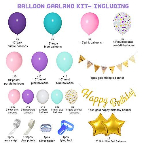 202Pcs Unicorn Birthday Balloons Arch Garland Kit, Confetti Latex Foil Purple Pink Balloons with Happy Birthday Banner - Lasercutwraps Shop