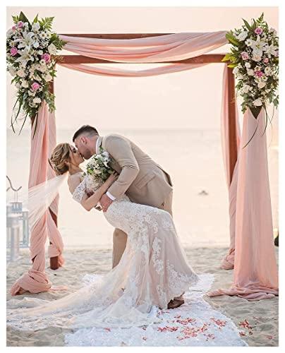 Wedding Arch Decorations 2 Panels 6 Yards White and Light Peach Chiffon Arch Drapes for Wedding Ceremony - Lasercutwraps Shop