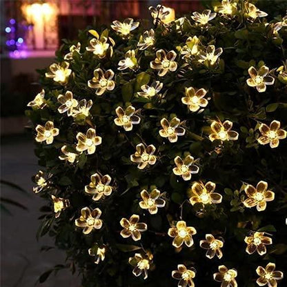 Solar Flower String Lights Outdoor Waterproof 50 LED Fairy Light Christmas Wedding Decorations - Lasercutwraps Shop