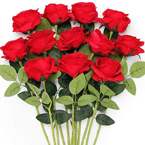 24 PCS Rose Artificial Flowers, Single Fake Rose Flower Bouquet for Wedding Centerpieces Bridal Shower - Lasercutwraps Shop