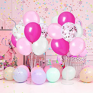 Pink Confetti White Balloons, 50pcs 12 inch Latex Balloons for Birthday Party Decorations - Lasercutwraps Shop