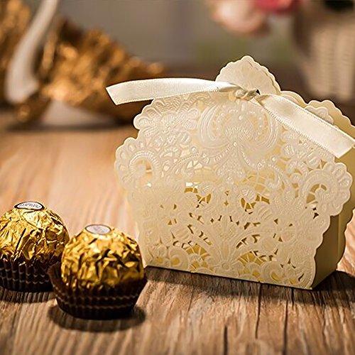 100pcs Wedding Party Favor Boxes,Lace Candy Boxes Laser Cut Boxes Cajitas Para Dulces for Wedding Bridal Shower Baby Shower Birthday Party(Gold) - Lasercutwraps Shop