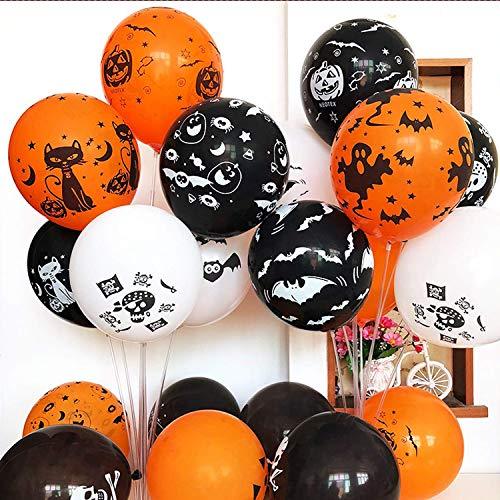 50 Pieces Halloween Latex Balloons, 12 Inch Pumpkin Bat Ghost Skull Specter Spider Web Balloons for Halloween Party Decorations - Lasercutwraps Shop