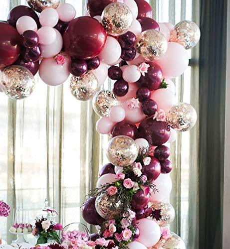 126pcs Burgundy Maroon Pink and Gold Balloons for Baby Shower Decorations - Lasercutwraps Shop