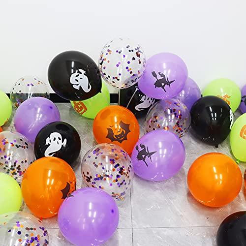 62PCS Halloween Party Balloons Decorations, 12 Inch Black Orange Purple Green Confetti Balloons for Kids Halloween Birthday Bachelorette Party Decorations Supplies - Lasercutwraps Shop