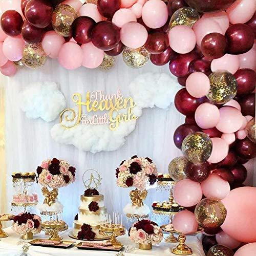 126pcs Burgundy Maroon Pink and Gold Balloons for Baby Shower Decorations - Lasercutwraps Shop