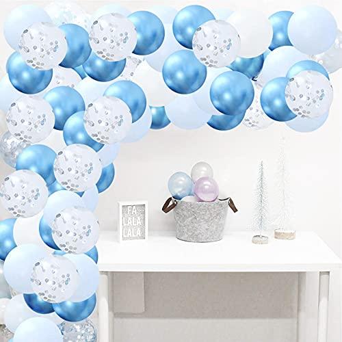 Blue Balloon Garland Arch Kit - 126 Pieces/PCS Metallic Blue White and Silver Confetti Latex Balloons for Baby Shower Birthday - Lasercutwraps Shop