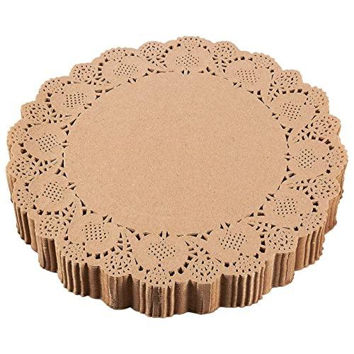 12 inch Round Paper Doilies, Doily Placemats for Tables, Wedding, Parties (Light Brown, 250 Pack) - Lasercutwraps Shop